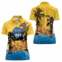 Personalized Xmas in July 2025 Women Polo Shirt Caribbean Summer Christmas - Wonder Print Shop
