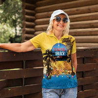 Personalized Xmas in July 2025 Women Polo Shirt Caribbean Summer Christmas - Wonder Print Shop