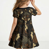 Javanese Batik Semen Kid Short Sleeve Dress Indonesian Traditional Pattern
