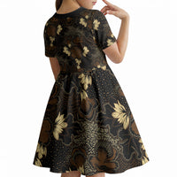 Javanese Batik Semen Kid Short Sleeve Dress Indonesian Traditional Pattern