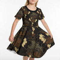 Javanese Batik Semen Kid Short Sleeve Dress Indonesian Traditional Pattern