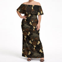 Javanese Batik Semen Off Shoulder Maxi Dress Indonesian Traditional Pattern