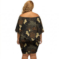 Javanese Batik Semen Off Shoulder Short Dress Indonesian Traditional Pattern