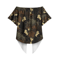 Javanese Batik Semen Off Shoulder Wrap Waist Top Indonesian Traditional Pattern
