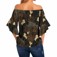 Javanese Batik Semen Off Shoulder Wrap Waist Top Indonesian Traditional Pattern