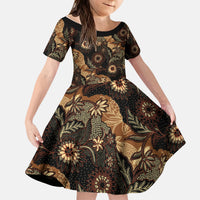 Batik Pedalaman Semen Lereng Style Kid Short Sleeve Dress Indonesian Traditional Pattern