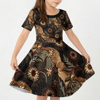 Batik Pedalaman Semen Lereng Style Kid Short Sleeve Dress Indonesian Traditional Pattern