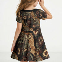 Batik Pedalaman Semen Lereng Style Kid Short Sleeve Dress Indonesian Traditional Pattern