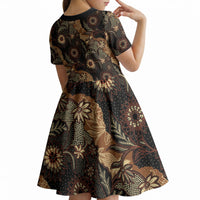 Batik Pedalaman Semen Lereng Style Kid Short Sleeve Dress Indonesian Traditional Pattern