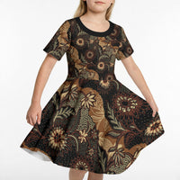 Batik Pedalaman Semen Lereng Style Kid Short Sleeve Dress Indonesian Traditional Pattern