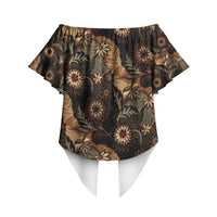 Batik Pedalaman Semen Lereng Style Off Shoulder Wrap Waist Top Indonesian Traditional Pattern