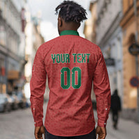 Custom Morocco 2026 World Football Long Sleeve Button Shirt Atlas Lions Go Champions