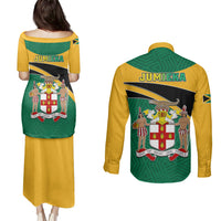 Jamaica Couples Matching Puletasi Dress and Long Sleeve Button Shirts Jumieka Lion Mix African Pattern - Wonder Print Shop