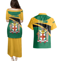 Jamaica Independence Day Couples Matching Puletasi Dress and Hawaiian Shirt Jumieka Lion Mix African Pattern - Wonder Print Shop