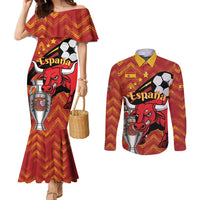 Spain 2024 Football Champions Couples Matching Mermaid Dress and Long Sleeve Button Shirt Espana La Roja