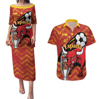 Spain 2024 Football Champions Couples Matching Puletasi and Hawaiian Shirt Espana La Roja - Wonder Print Shop
