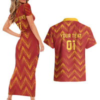 Spain 2024 Football Champions Couples Matching Short Sleeve Bodycon Dress and Hawaiian Shirt Espana La Roja - Wonder Print Shop