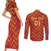 Spain 2024 Football Champions Couples Matching Short Sleeve Bodycon Dress and Long Sleeve Button Shirt Espana La Roja - Wonder Print Shop