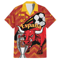 Spain 2024 Football Champions Family Matching Off The Shoulder Long Sleeve Dress and Hawaiian Shirt Espana La Roja - Wonder Print Shop