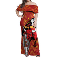 Spain 2024 Football Champions Off Shoulder Maxi Dress Espana La Roja - Wonder Print Shop