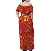 Spain 2024 Football Champions Off Shoulder Maxi Dress Espana La Roja - Wonder Print Shop