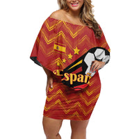 Spain 2024 Football Champions Off Shoulder Short Dress Espana La Roja - Wonder Print Shop