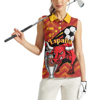 Spain 2024 Football Champions Women Sleeveless Polo Shirt Espana La Roja - Wonder Print Shop