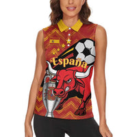Spain 2024 Football Champions Women Sleeveless Polo Shirt Espana La Roja - Wonder Print Shop