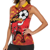 Spain 2024 Football Champions Women Sleeveless Polo Shirt Espana La Roja - Wonder Print Shop