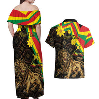 Enkutatash Ethiopia New Year Couples Matching Off Shoulder Maxi Dress and Hawaiian Shirt Lion of Judah Adey Abeba Flower - Wonder Print Shop