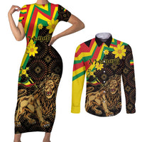 Enkutatash Ethiopia New Year Couples Matching Short Sleeve Bodycon Dress and Long Sleeve Button Shirt Lion of Judah Adey Abeba Flower - Wonder Print Shop