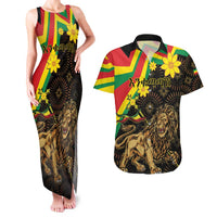 Enkutatash Ethiopia New Year Couples Matching Tank Maxi Dress and Hawaiian Shirt Lion of Judah Adey Abeba Flower - Wonder Print Shop