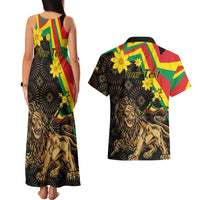 Enkutatash Ethiopia New Year Couples Matching Tank Maxi Dress and Hawaiian Shirt Lion of Judah Adey Abeba Flower - Wonder Print Shop