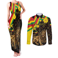 Enkutatash Ethiopia New Year Couples Matching Tank Maxi Dress and Long Sleeve Button Shirt Lion of Judah Adey Abeba Flower - Wonder Print Shop