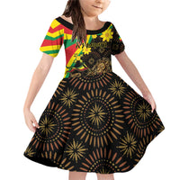 Enkutatash Ethiopia New Year Family Matching Off Shoulder Short Dress and Hawaiian Shirt Lion of Judah Adey Abeba Flower - Wonder Print Shop