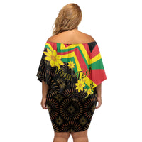 Enkutatash Ethiopia New Year Family Matching Off Shoulder Short Dress and Hawaiian Shirt Lion of Judah Adey Abeba Flower - Wonder Print Shop