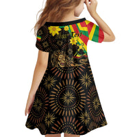 Enkutatash Ethiopia New Year Kid Short Sleeve Dress Lion of Judah Adey Abeba Flower - Wonder Print Shop