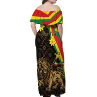 Enkutatash Ethiopia New Year Off Shoulder Maxi Dress Lion of Judah Adey Abeba Flower - Wonder Print Shop