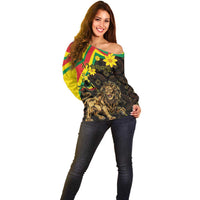 Enkutatash Ethiopia New Year Off Shoulder Sweater Lion of Judah Adey Abeba Flower - Wonder Print Shop