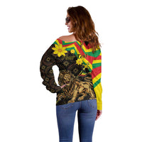 Enkutatash Ethiopia New Year Off Shoulder Sweater Lion of Judah Adey Abeba Flower - Wonder Print Shop