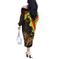 Enkutatash Ethiopia New Year Off The Shoulder Long Sleeve Dress Lion of Judah Adey Abeba Flower - Wonder Print Shop