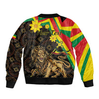 Enkutatash Ethiopia New Year Sleeve Zip Bomber Jacket Lion of Judah Adey Abeba Flower - Wonder Print Shop