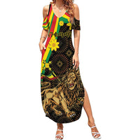 Enkutatash Ethiopia New Year Summer Maxi Dress Lion of Judah Adey Abeba Flower - Wonder Print Shop