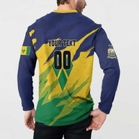 Custom Rugby Saint Vincent and the Grenadines Button Sweatshirt Go SVG Amazona Guildingii - Wonder Print Shop