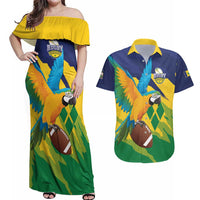 Custom Rugby Saint Vincent and the Grenadines Couples Matching Off Shoulder Maxi Dress and Hawaiian Shirt Go SVG Amazona Guildingii - Wonder Print Shop