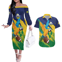 Custom Rugby Saint Vincent and the Grenadines Couples Matching Off The Shoulder Long Sleeve Dress and Hawaiian Shirt Go SVG Amazona Guildingii - Wonder Print Shop