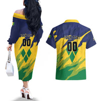 Custom Rugby Saint Vincent and the Grenadines Couples Matching Off The Shoulder Long Sleeve Dress and Hawaiian Shirt Go SVG Amazona Guildingii - Wonder Print Shop