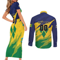 Custom Rugby Saint Vincent and the Grenadines Couples Matching Short Sleeve Bodycon Dress and Long Sleeve Button Shirt Go SVG Amazona Guildingii - Wonder Print Shop