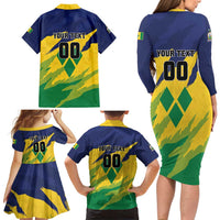 Custom Rugby Saint Vincent and the Grenadines Family Matching Long Sleeve Bodycon Dress and Hawaiian Shirt Go SVG Amazona Guildingii - Wonder Print Shop