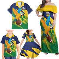 Custom Rugby Saint Vincent and the Grenadines Family Matching Off Shoulder Maxi Dress and Hawaiian Shirt Go SVG Amazona Guildingii - Wonder Print Shop